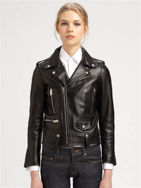 ysl learher jacket|saint laurent leather jacket women's.